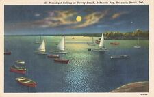 Rehoboth Beach, Delaware Postcard Dewey Beach Sailing Moonlght  c 1937    E2 picture