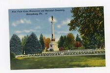 Vintage Postcard PA.  GETTYSBURG   NYS  MONUMENT & CEMETERY   LINEN    UNPOSTED picture