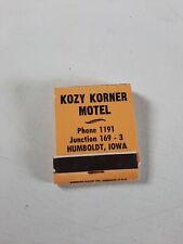 Kozy Korner motel phone 1191 Humboldt Iowa matchbook  vtg picture