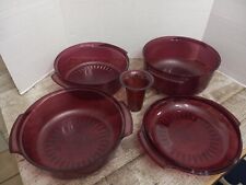 Vintage Tupperware Tupperwave  Cranberry 5 Piece Microwave Stack Cooker Set picture