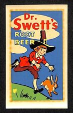 Dr. Swett's Root Beer Vitachrome Water Transfer Decal Rabbit Pilgrimc1940's-50s picture