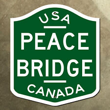 New York Buffalo Canada Peace Bridge highway marker road sign shield 1965 green picture