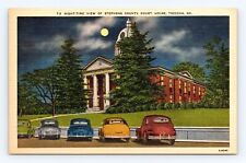 Old Postcard Stephens County Courthouse Toccoa GA Cars misspelled error 1930s 2 picture