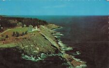 Postcard Aerial View Pemaquid Point Lighthouse Rockbound Coast Maine Chrome picture