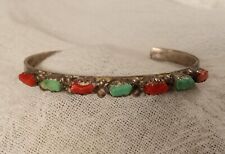 VINTAGE ZUNI NATIVE AMERICAN BRACET TURQUOISE CORAL childs ?? picture