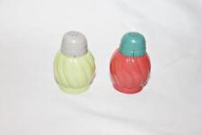 Vintage Medco NY - Retro Yellow-Tan & Red-Green Glass Salt & Pepper-LP picture