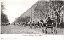 VINTAGE POSTCARD HORSE-DRAWN CARTS STREET SCENE SEVENTH AVENUE NEW YORK 1906 picture