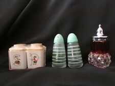 Vintage Salt Pepper Shakers Set Provincial Ware Sterilite Glass - Set of 3 picture