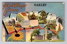 Oakley KS-Kansas, LARGE LETTER General Greetings, Vintage Postcard picture