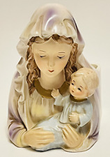 VTG Napcoware Blessed Mother Mary and Baby Jesus Planter R-7075 Original Tag 5