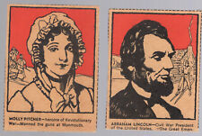 MOLLY PITCHER & ABE LINCOLN '30's POST CEREAL CARDS, FAMOUS NORTH AMERICANS K108 picture