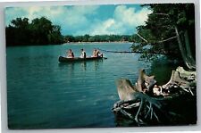 Moodus CT Bashan Lake Canoeing Canoe Postcard   pc17 picture