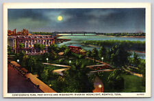 Memphis TN-Tennessee, Confederate Park, Post Office, Mississippi River, Postcard picture