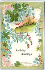 Postcard - Flowers and Nature Scene Embossed Print - Birthday Greetings picture