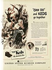 1946 U. S. KEDS Shoes Sneakers boys playing army J. W. Welch artist Print Ad picture