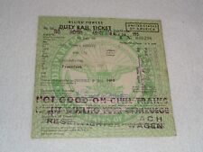 1956 U.S. Army Allied Forces Duty Rail Ticket Bremerhaven Frankfurt Germany Rare picture