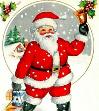 C.1920s Whitney Made Christmas. Santa Claus. Pulling Toys. Holly. Bells. VTG picture