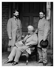 ROBERT E. LEE CONFEDERATE CIVIL WAR GENERAL WITH HIS SONS 1865 8X10 B&W PHOTO picture