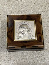 1910 St. Teresa’s Coffin Prayer Beads w/  Burlwood / Sterling Silver Rosary Box picture