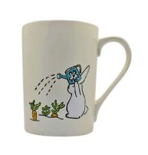  Tag Ceramic Mug Bunny Rabbit With Sprinkling Can, White With Blue Lining picture
