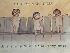 Antique 1900's  New Year Postcard Cute Child Lot 2 picture