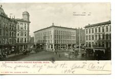 Campau Square-Stores-Clock Tower-Grand Rapids-Michigan-Vintage 1904 Postcard picture