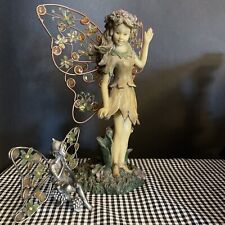 Fairy Elf Nymph Fantasy Winged Figurines (2)   Floral Gem Floral Butterfly Wings picture