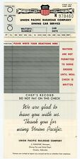 Sept 1969 Union Pacific Railroad Dining Car Employee Waiters Order Form Ticket picture