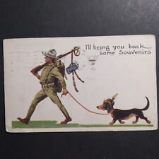 WW1 Souvenir Toting Soldier Postcard. 1919 Fort Dix Cancelation. Scott's #498 picture