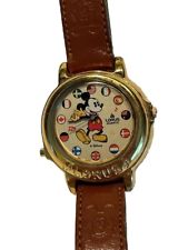 Vtg Lorus Quartz Mickey Mouse Watch with Pointing Hands World Flags New Battery picture