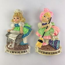 Vintage Set of 2 This Is The Way Home Chores CeramicWall Plaques JSNY 1973 Japan picture
