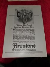 EARLY FIRESTONE MOTORCYCLE ADVERTISEMENT 1917 WEIGHT + SPEED HEAVY THOR MACHINE picture