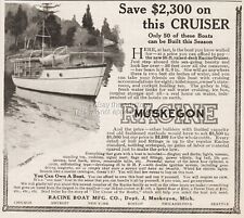 1910 Racine Boat Mfg Co Muskegon Michigan Cruiser Yacht Vintage Print Ad picture