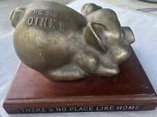 VTG Cast Iron Bronze Metal Sculpture Pig Hog Folk Art Porky Big Oink Boar Statue picture