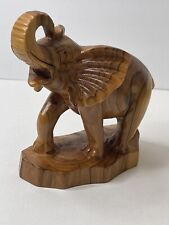 Vintage Hand Carved Elephant Olive Wood Statue picture