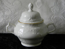 Rosenthal Classic Germany Embossed Sanssouci Ivory Sugar Bowl with Lid Gold Trim picture
