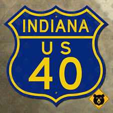 Indiana US Route 40 highway marker road sign shield 1958 National Road blue 16
