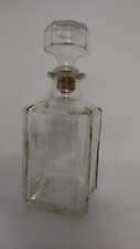 Vtg Dominion Clear Glass Square Liquor Whiskey Decanter With Cork Glass Stopper picture