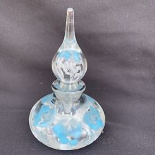 Vintage Gibson Light Blue & White Art Glass Perfume Bottle Teardrop Stopper 1998 picture