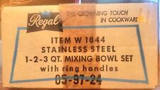 3 VINTAGE REGAL STAINLESS STEEL 1-2-3 Quart MIXING BOWL W/Ring W 1844 W/Box (R4) picture