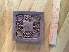 Vintage 1950s Hand Carved Wooden Trivet Stand Sheesham Wood Hot Plate / Planter picture