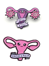 Grow a pair Ovaries Uterus Ovary enamel brooch pin badge Feminist Pin badge LGBT picture