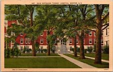 Sumter South Carolina SC Tuomey Hospital Entrance c1930s Linen Postcard picture
