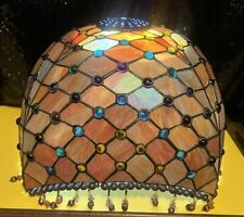 Tiffany Style Amber Beaded STAINED GLASS Lamp Light Ceiling Fixture SHADE ONLY picture