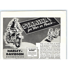 1943 Print Ad Harley Davidson Stamina For War Or Peace Buy War Bonds picture