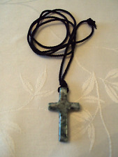 VINTAGE SMALL JADE? CROSS PENDANT NO CHAIN  RELIGIOUS #TG picture