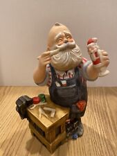 Santa Painting Toys Old World Look Ceramic Wood Shop Train 9” MO picture