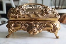 Antique Vintage Art Nouveau B&W Brainard Wilson Casket Jewelry Box Gold 1900's picture