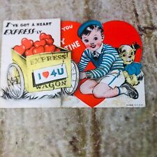 Vintage Valentine's Day Card 1940s 1950s  unsigned cute picture
