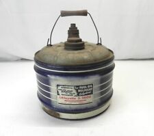 VINTAGE 1940'S BLUETONE FUEL OIL CAN W/ WOOD HANDLE 3 GAL EMPTY PRE-OWNED USED  picture